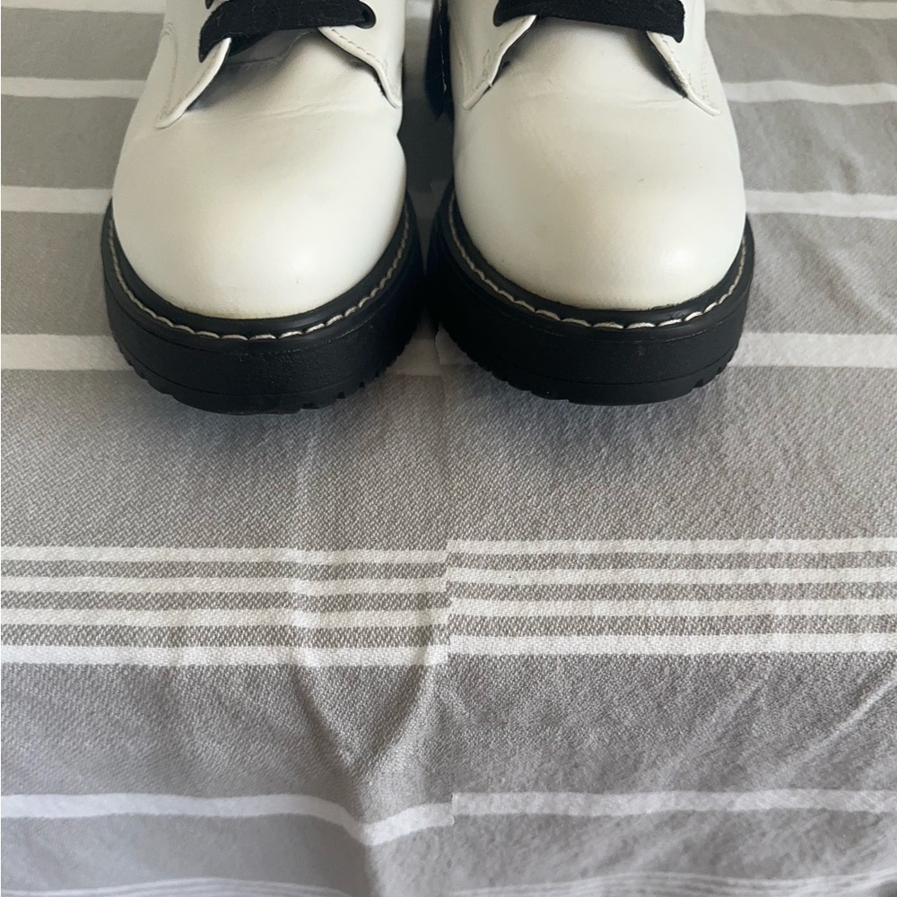 Madden Girl White and Black Combat Boots - Picture 5 of 8